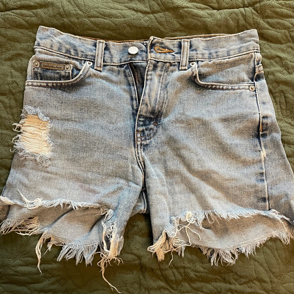 Calvin Klein Jeans Light Blue Distressed Shorts
